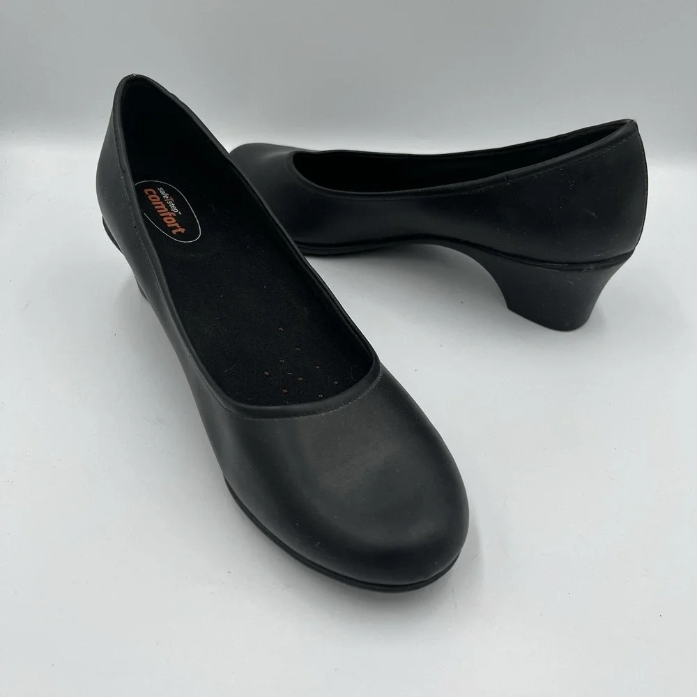 Safe T Step Womens SZ 10 W Black Slip Resistant Pumps Heels Professional Work